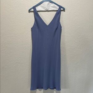Jones New York Blue V-Neck Midi Dress